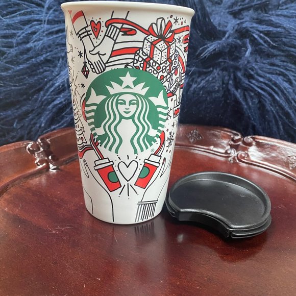 Starbucks Ceramic travel mug Limited edition  Holiday 2017 design - Picture 14 of 14